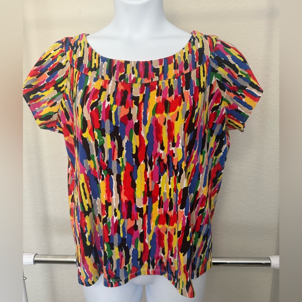 Plus Size Rafaella Multicolor Abstract Women's Blouse